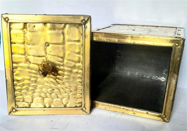 Image 2 of BRASS TEA CADDY or KITCHEN CANISTER 21 x 13 cm