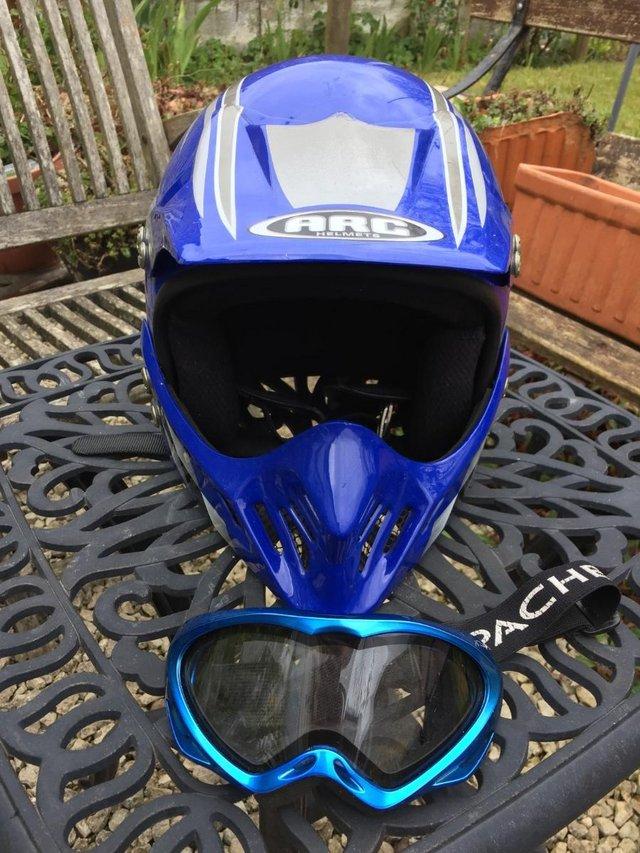 Preview of the first image of Motor-Cross Helmet with Goggles..