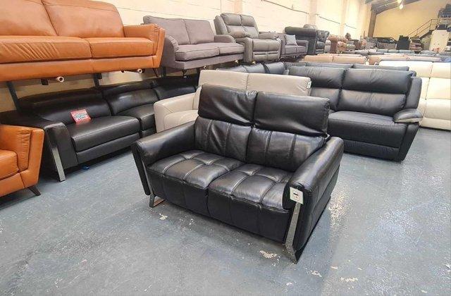 Image 2 of Ex-display Packham black leather 2 seater sofa