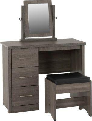 Preview of the first image of Lisbon 3 piece dressing table set in black wood.