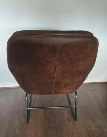 Image 2 of Distressed Faux Leather Chesterfield Armchair