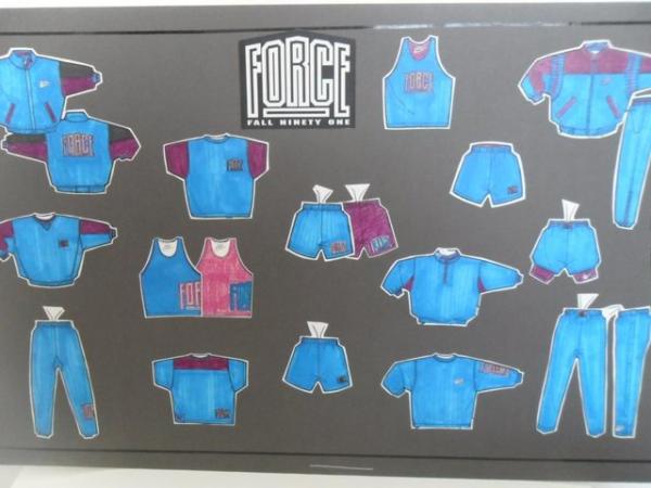 Image 3 of Sport apparel designs on boards ready to be manufactured.