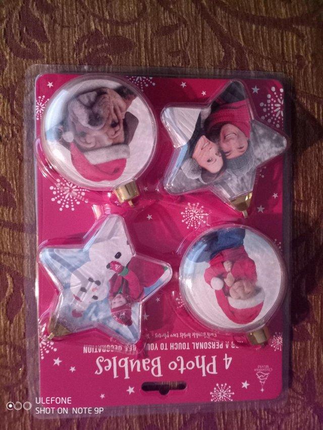 Preview of the first image of 4 Photo Baubles to add a personal touch to tree decs BNIP.