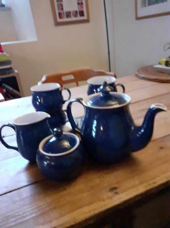 Image 3 of DENBY tea set. Imperial Blue. Four piece setting