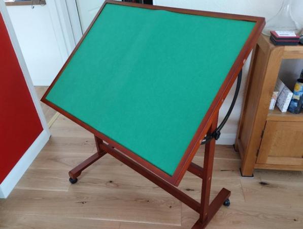 Image 2 of Adjustable jigsaw puzzle table on frame and wheels