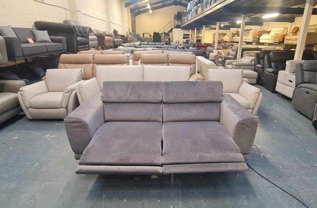 Image 8 of New Sienna grey fabric electric recliner 3 seater sofa