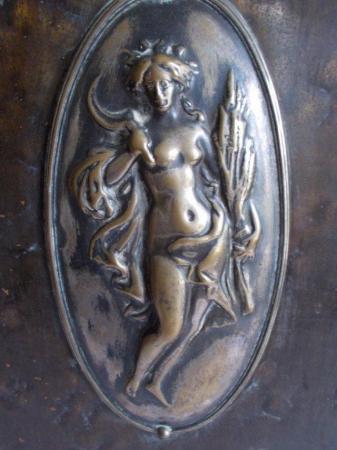 Image 3 of Art Nouveau Copper & Brass fire screen, nice patina (A)