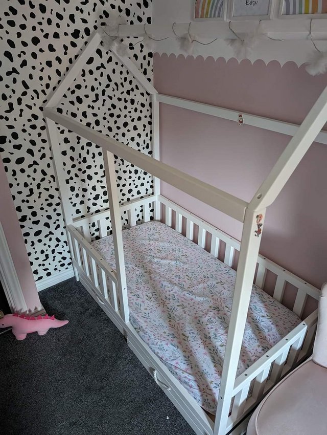 Preview of the first image of Toddler bed with drawers for sale.