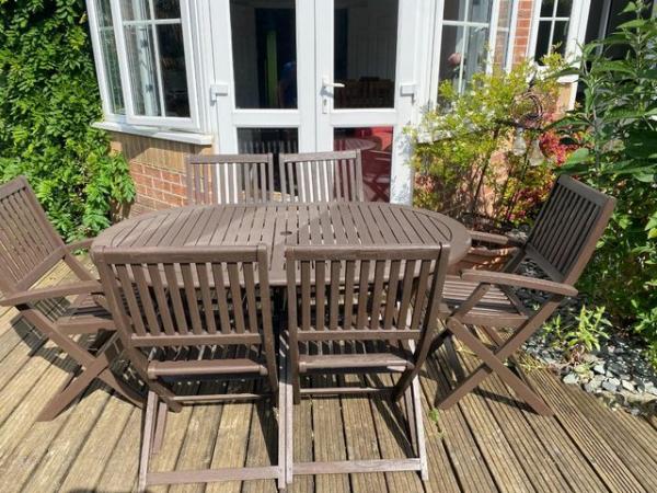 Image 3 of Garden Table and 6 chairs for sale, 2 armchairs and 4 regula