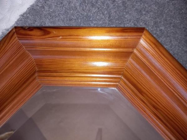 Image 2 of Pine wood framed mirror with bevelled edged glass