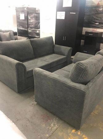 Image 1 of Omega 3&2 sofas in grey jumbo cord