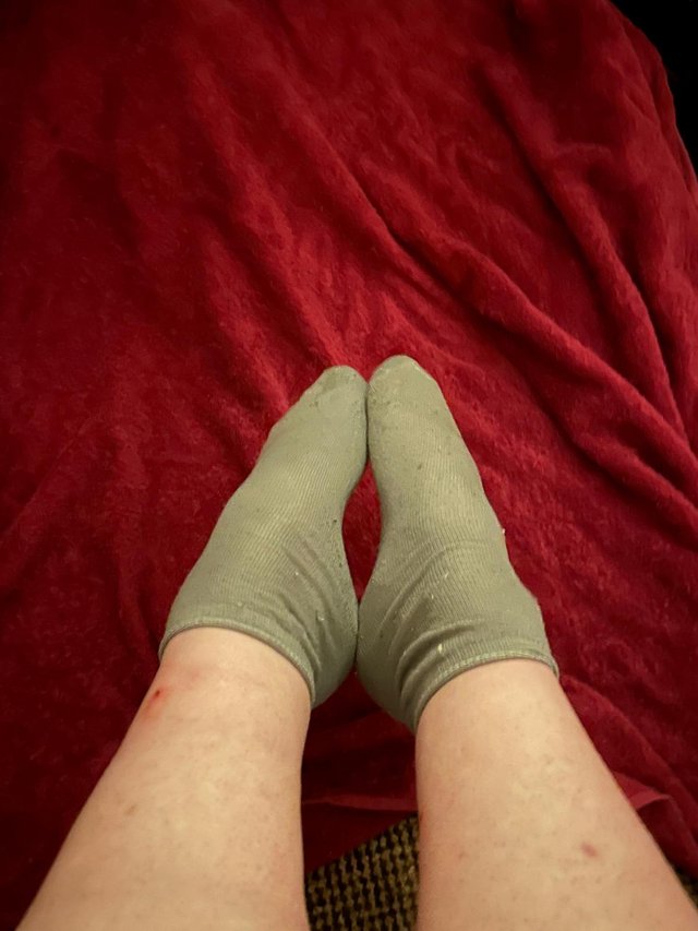 Preview of the first image of Worn Ladies Green Trainer Socks.
