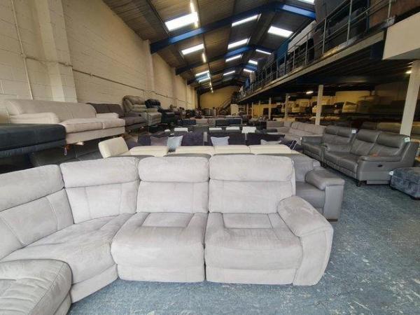 Image 2 of Radley grey velvet fabric manual recliner corner sofa