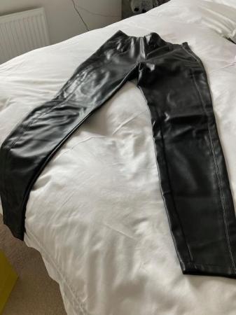 Image 2 of Boss Leather fitted Trouser, colour black size 8, worn once.