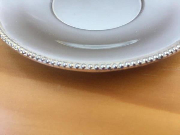 Image 3 of Vintage silver plated? heavy thick saucer, stand,beaded rim.