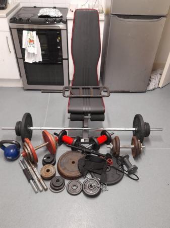 Image 2 of Weights set including bench