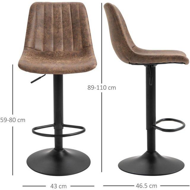 Preview of the first image of Set Of 4 Microfiber Retro Tub Bar Stools - Brown and black.