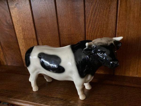 Image 3 of Vintage rare statue of a friesian bull