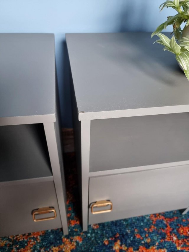 Preview of the first image of Pair of bedsides, bedside tables with top shelf and cupboard.