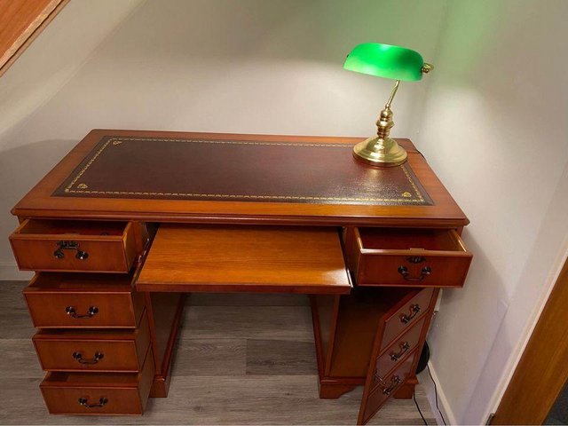 Preview of the first image of Yew Wood Computer Desk Very Good Condition.