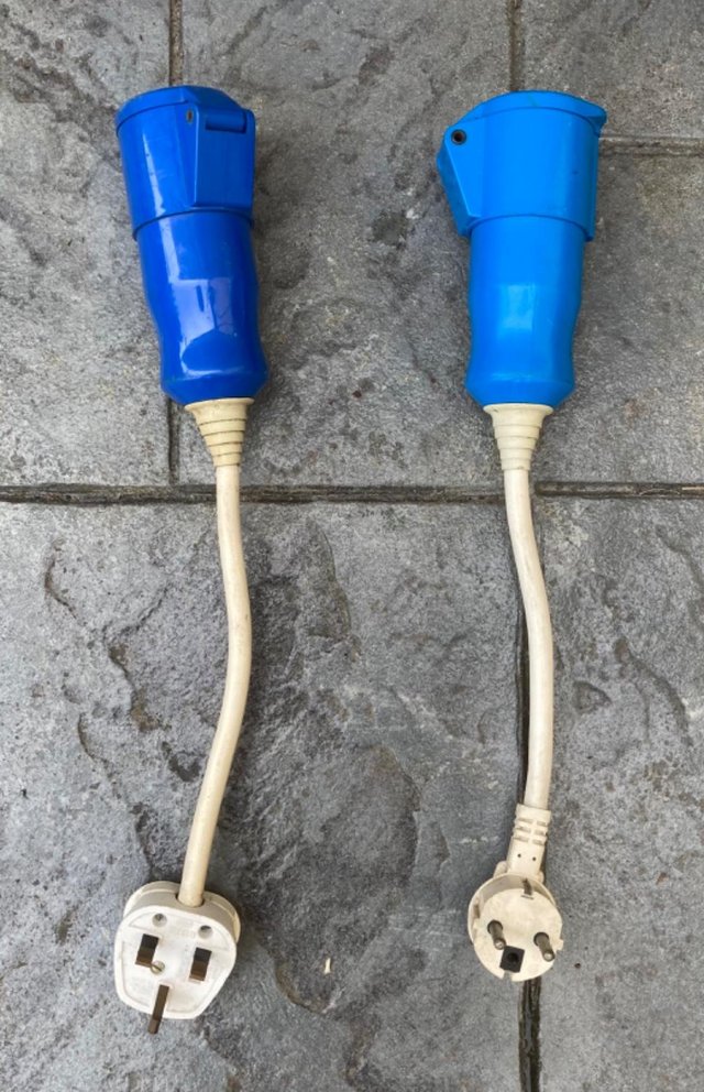 Preview of the first image of UK and Continental caravan mains lead conectors.