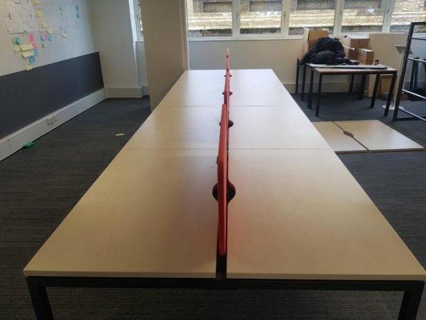 Image 5 of 4 sets of Wood top 8-pod office/business bench hot desks