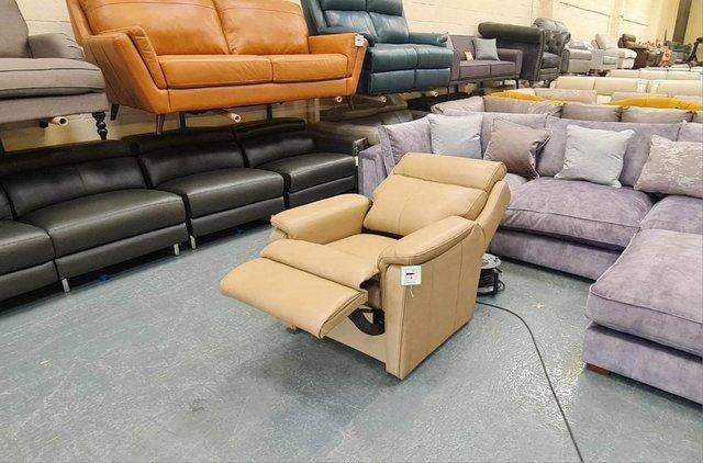 Image 12 of Parker Rise and Lift electric recliner cream leather chair