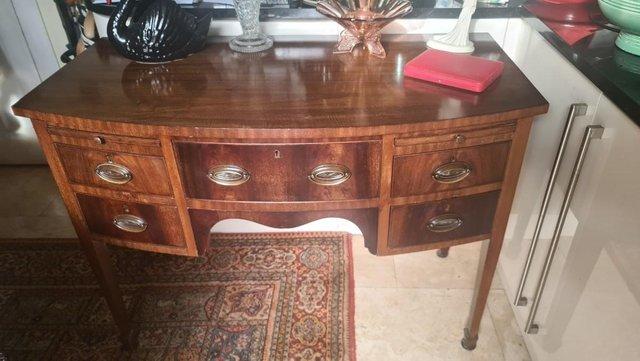 Image 2 of Antique Georgian Mahogany Desk/Sideboard with 5 Drawers