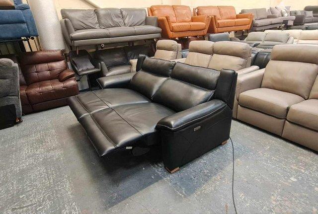 Image 10 of Dune black leather electric recliner 3 seater sofa
