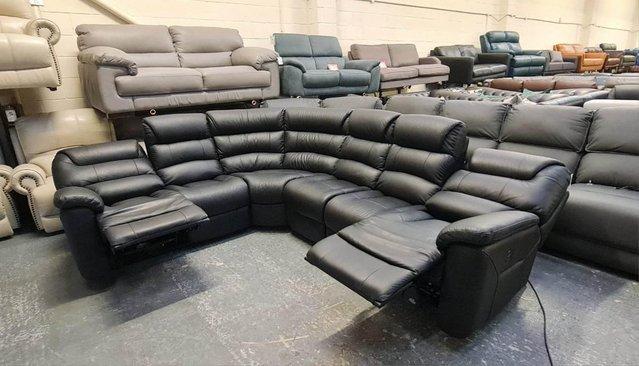 Image 10 of La-z-boy Staten black leather electric recliner corner sofa