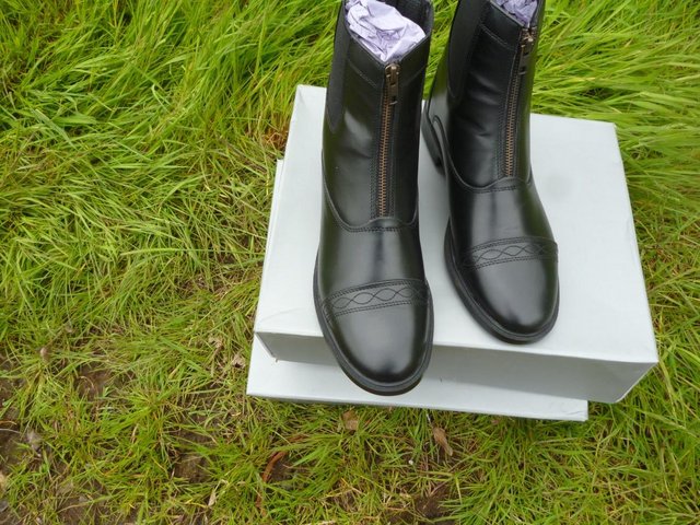 Preview of the first image of New Black leather paddock boots by Bridleway size 7.