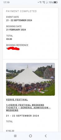 Image 1 of 2 Verve weekend festival tickets