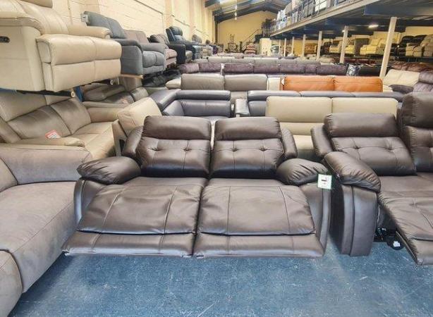 Image 11 of La-z-boy El Paso brown leather recliner 3+2 seater sofas