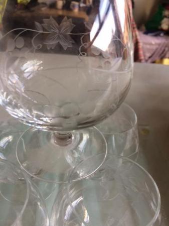 Image 2 of Retro Cut Glass  Brandy Glasses x 5