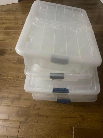 Image 1 of Plastic under bed storage boxes x4