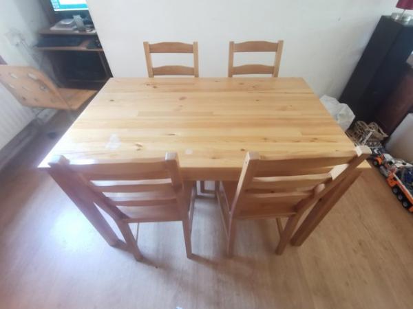 Image 3 of Pine table and four chairs