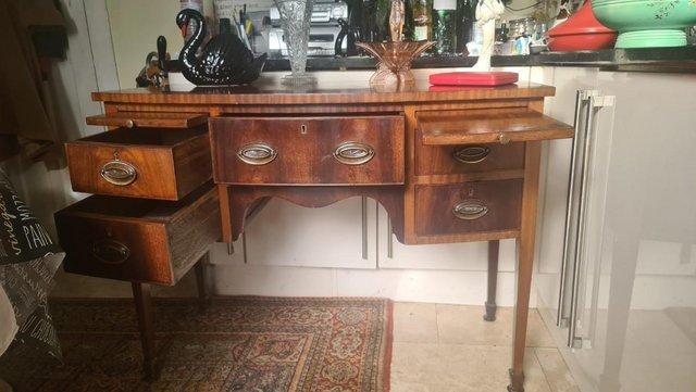 Image 8 of Antique Georgian Mahogany Desk/Sideboard with 5 Drawers