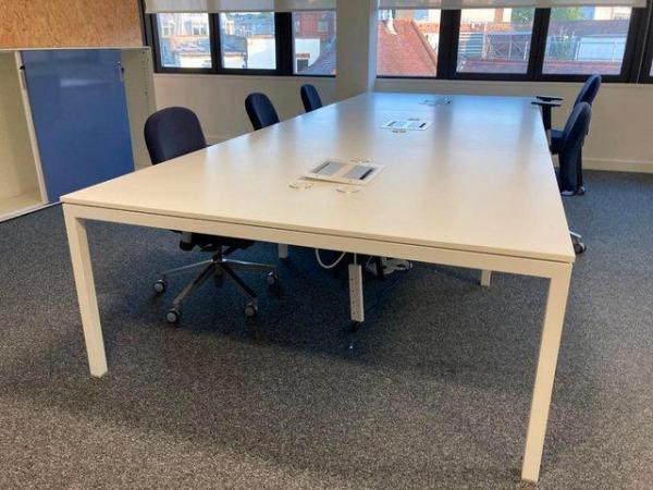 Image 7 of 8 white 6-pod/bench/hot desk office business desk/tables