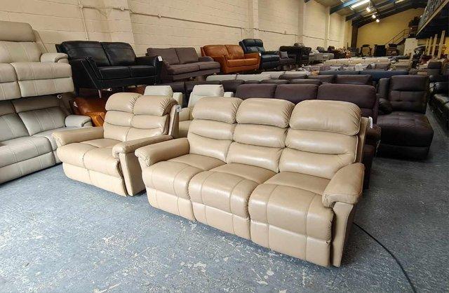 Image 6 of La-z-boy Tulsa cream leather electric 3+2 seater sofas