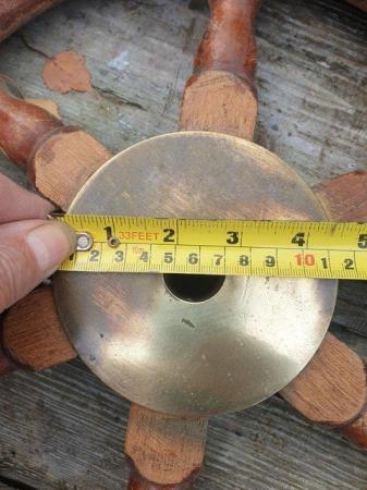 Image 7 of 2 boat steering wheels brass and wood 23ins long