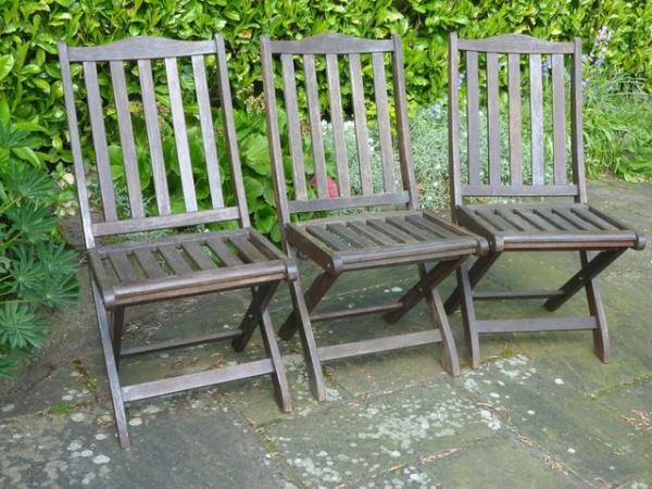 Image 1 of Teak Garden Folding Chairs