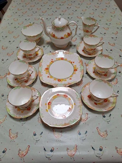 Preview of the first image of Stafford Bone China Tea Set no. 7417.