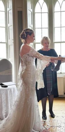 Image 9 of Ronald Joyce wedding dress,size 12 with detachable sleeves