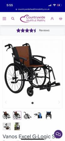 Image 1 of G-Logic Lightweight Folding Wheelchair - Brown.