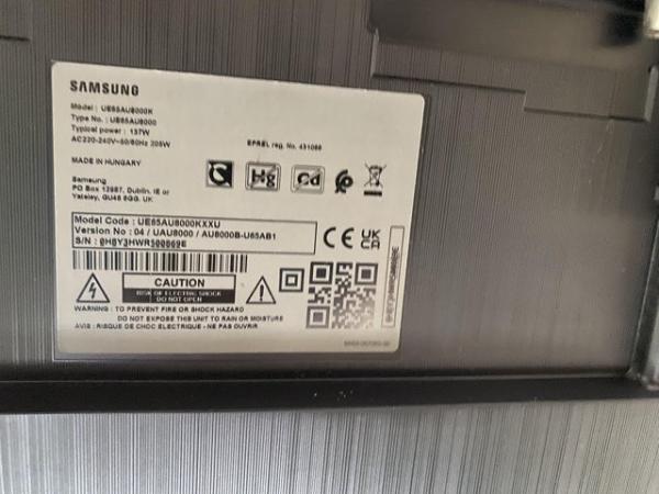 Image 2 of 65” Samsung Smart TV (Model UE65AU8000K)