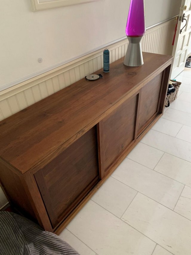 Preview of the first image of Sideboard cabinet in solid teak wood.