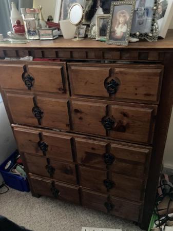 Image 1 of Solid pine wood chest of drawers, matching bed available