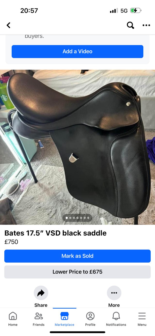 Preview of the first image of Bates 17.5” VSD black saddle.