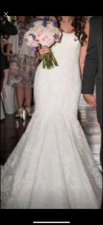 Image 3 of Enzoani designer wedding dress size 12 tall ivory lace
