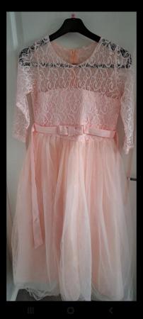 Image 1 of Girls bridesmaid/prom blush pink dress.